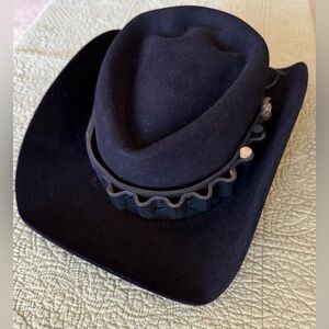 VINTAGE RARE ThunderVoice Hat Company Black Native American Hat One of a Kind
